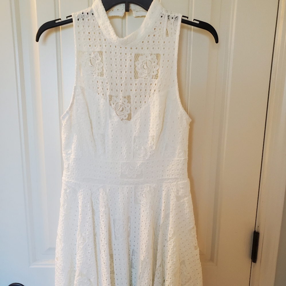 White Sleeveless Eyelet Dress